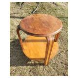 MCM Round Inlaid Accent Table