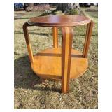 MCM Round Inlaid Accent Table