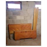 1930s Art Deco Waterfall Bed Frame in a Chevron Blonde Veneer