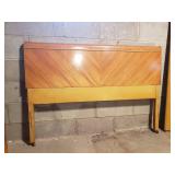 1930s Art Deco Waterfall Bed Frame in a Chevron Blonde Veneer
