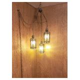 Gothic Chain Chandelier with Amber Glass Pane