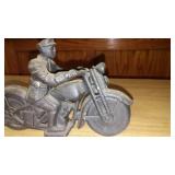 Cast Metal Motorcycle and Police Rider.
