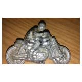 Cast Chromed Motorcycle and Rider.