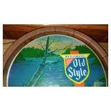 Old Style Beer Sign Light- Keg Barrel End. 16 Diameter.