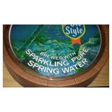 Old Style Beer Sign Light- Keg Barrel End. 16 Diameter.