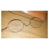 Antique Wire Rimmed Glasses with newer case.