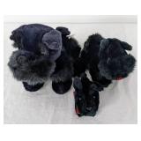 3 Vintage Black Scottish Terrier Plush Dogs - Stuffed Commonwealth, Russ Berrie Kiltie