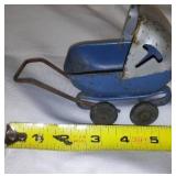 Vintage Metal Baby Stroller - Missing Tire