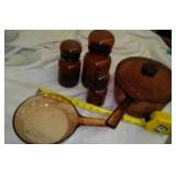 Brown Glass Cookware & Canisters.