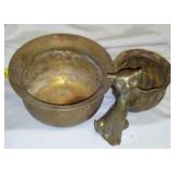 Brass Spittoon, Planter & Cat.