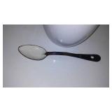 Vintage Enamelware Pitcher + Spoon