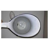 Vintage Enamelware Pitcher + Spoon