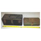2 Metal Vintage Tackle Box and Contents