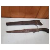Old Knife With Wood Case