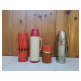 Four Vintage Thermoses
