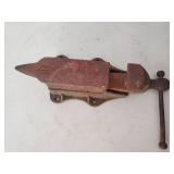 Old S & C MFG Co. Blacksmiths Bench Anvil And Vise.