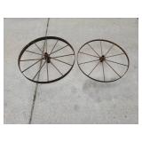 Two Antique Wagon Wheels