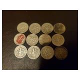 Collection Of 12 Silver Dimes