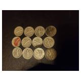 Collection Of 12 Silver Dimes