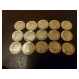 Collection Of 15 Silver Dimes