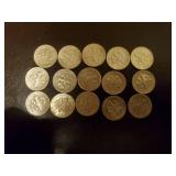 Collection Of 15 Silver Dimes