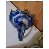 Two Vintage Handblown Glass Swan Bowls