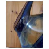 Two Vintage Handblown Glass Swan Bowls