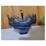 Two Vintage Handblown Glass Swan Bowls