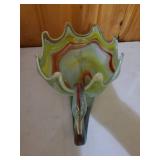 Two Vintage Handblown Glass Swan Bowls