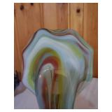 Two Vintage Handblown Glass Swan Bowls