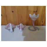 Three Pieces Of Pink Handblown Glass Art