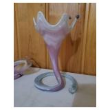 Three Pieces Of Pink Handblown Glass Art