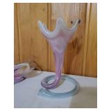 Three Pieces Of Pink Handblown Glass Art