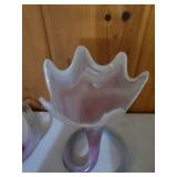 Three Pieces Of Pink Handblown Glass Art