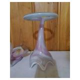 Three Pieces Of Pink Handblown Glass Art