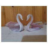 Three Pieces Of Pink Handblown Glass Art