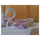 Three Pieces Of Pink Handblown Glass Art