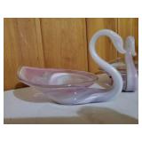 Three Pieces Of Pink Handblown Glass Art
