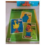Three Large Vintage Sesame Street Coloring Books