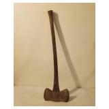 Vintage Double Sided Axe With Curved Handle