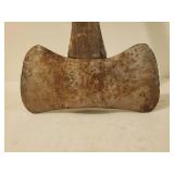 Vintage Double Sided Axe With Curved Handle