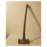 Vintage Double Sided Axe With Curved Handle