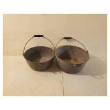 Two Vintage Grey Graniteware Style Buckets