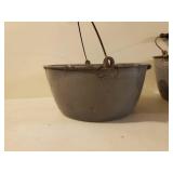 Two Vintage Grey Graniteware Style Buckets