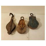 Three Vintage Pulleys