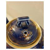 Dark Blue Hand Painted Teapot
