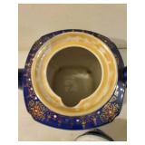 Dark Blue Hand Painted Teapot