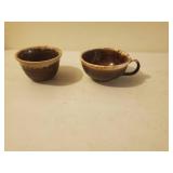 Two Vintage Pieces Of Brown Dripped Pottery