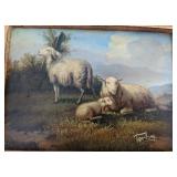Small Gold Framed Sheep Painting