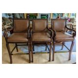 Three Leather Barstools by Hancock and Moore
